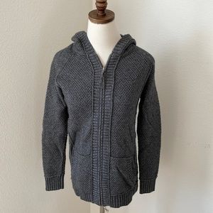 EUC SKULL CASHMERE Gray Cable‎ Knit Omega Zip Wool Sweater, S